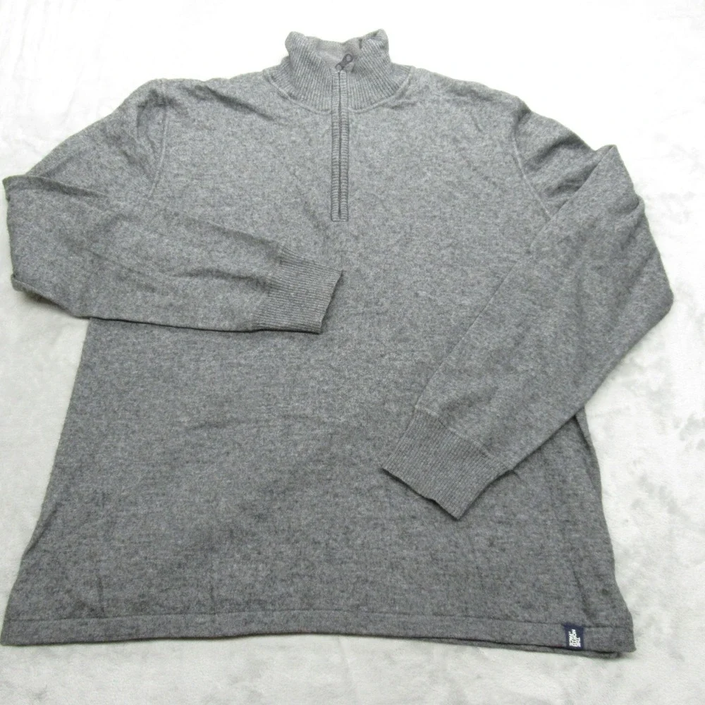The North Face Wool Sweater Mens Large Gray Blend Quarter Zip Soft Warm VTG Rare
